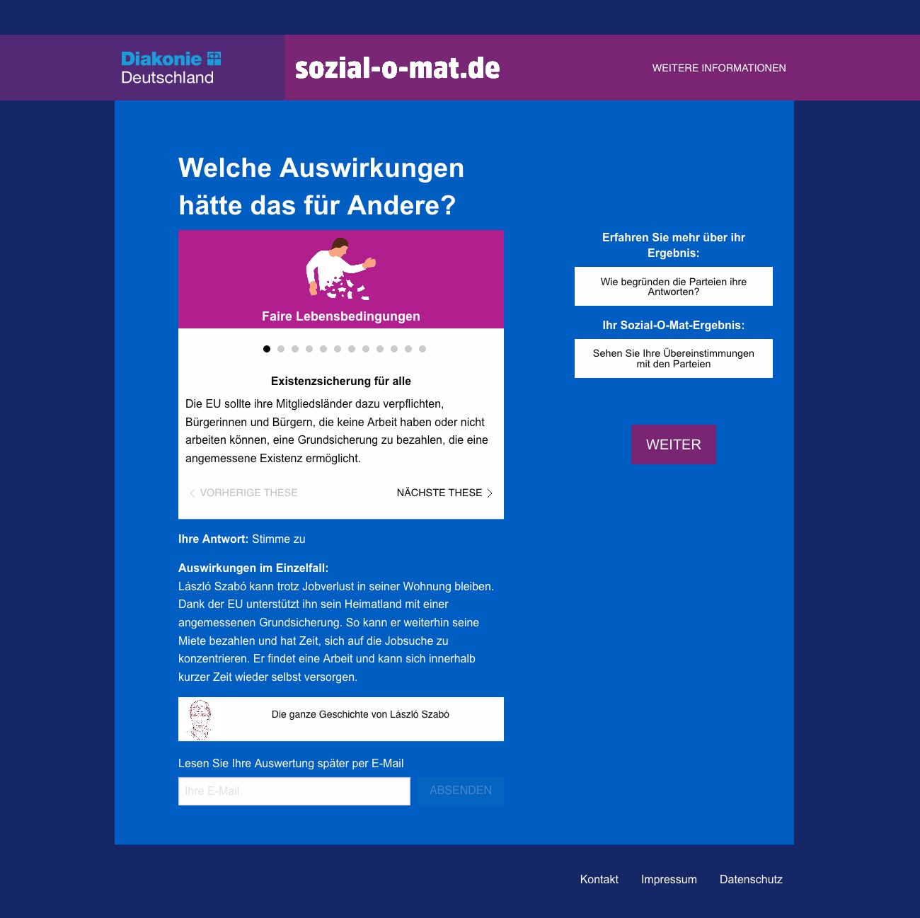 Beispielauswertung des Sozial-o-mat zur Bundestagswahl 2017